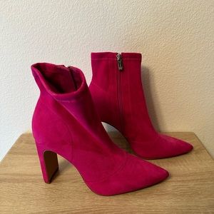 Hot pink suede boots